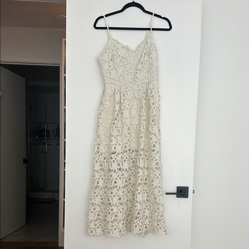 Vici Collection Picturesque Lace Midi Dress Elegant Cream Lace M